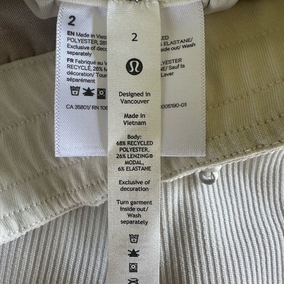 Lululemon Athletica Ribbed Softstreme Mid-Rise Pants 32.5” Color / Bone - Picture 6 of 10